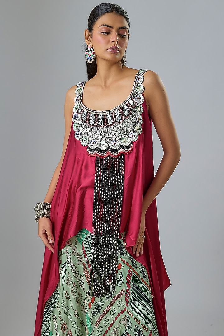 Mint Crepe Printed & Embroidered Wedding Lehenga Set by Nupur Kanoi at Pernia's Pop Up Shop