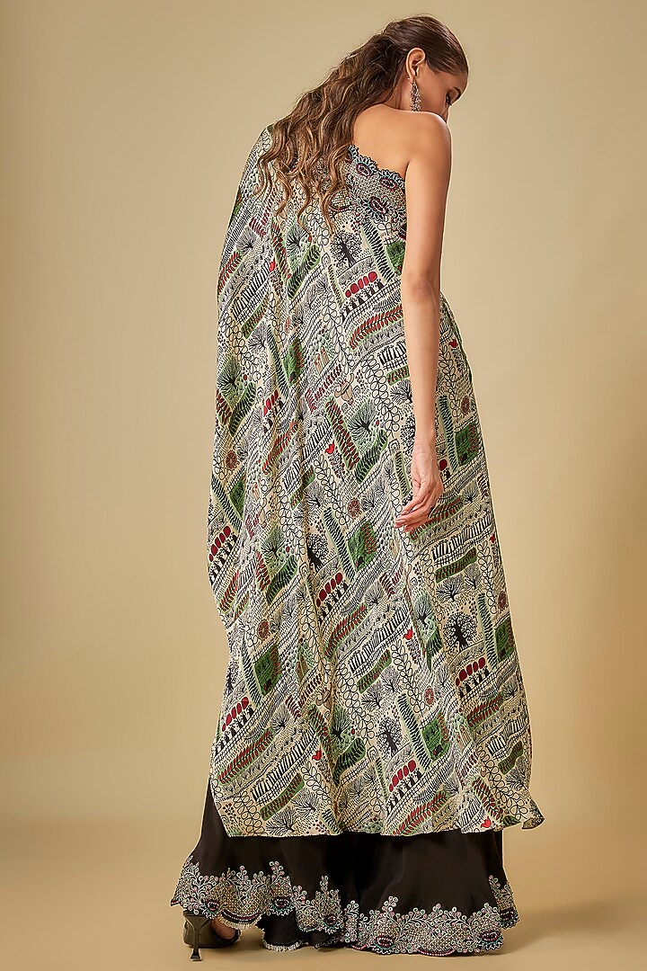 Black Crepe & Lycra Embroidered Gharara Set by Nupur Kanoi at Pernia's Pop Up Shop
