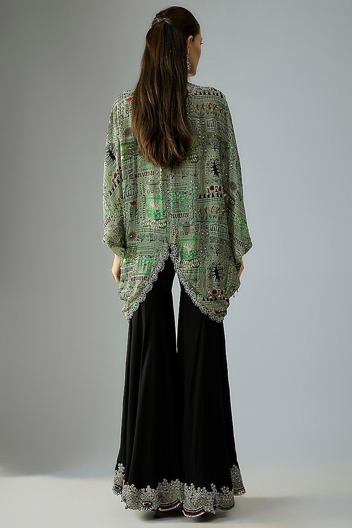 Black Crepe Embroidered Gharara Set by Nupur Kanoi at Pernia's Pop Up Shop