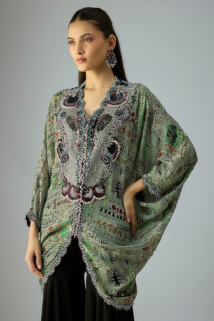 Black Crepe Embroidered Gharara Set by Nupur Kanoi at Pernia's Pop Up Shop
