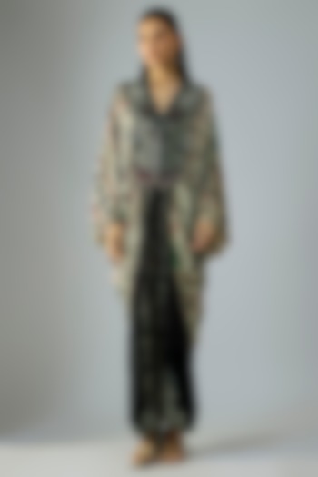 Black Satin Skirt Set by Nupur Kanoi at Pernia's Pop Up Shop