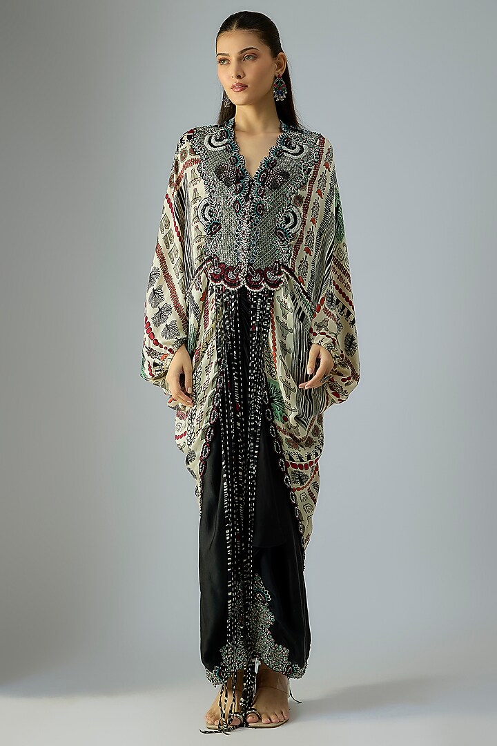 Black Satin Skirt Set by Nupur Kanoi at Pernia's Pop Up Shop