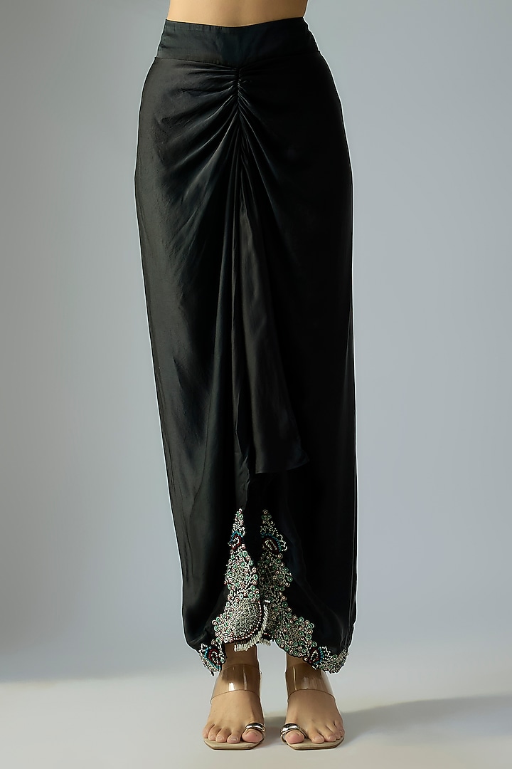 Black Satin Skirt Set by Nupur Kanoi at Pernia's Pop Up Shop