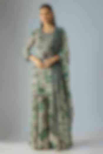 Mint Crepe Printed Gharara Set by Nupur Kanoi at Pernia's Pop Up Shop