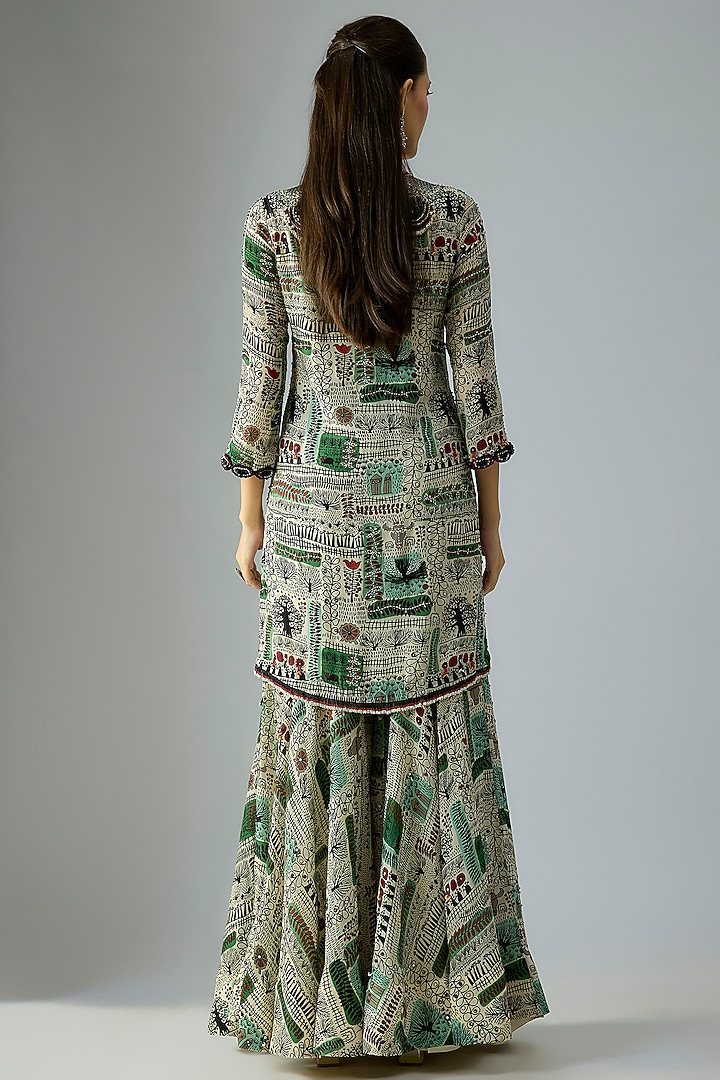 Mint Crepe Printed Gharara Set by Nupur Kanoi at Pernia's Pop Up Shop