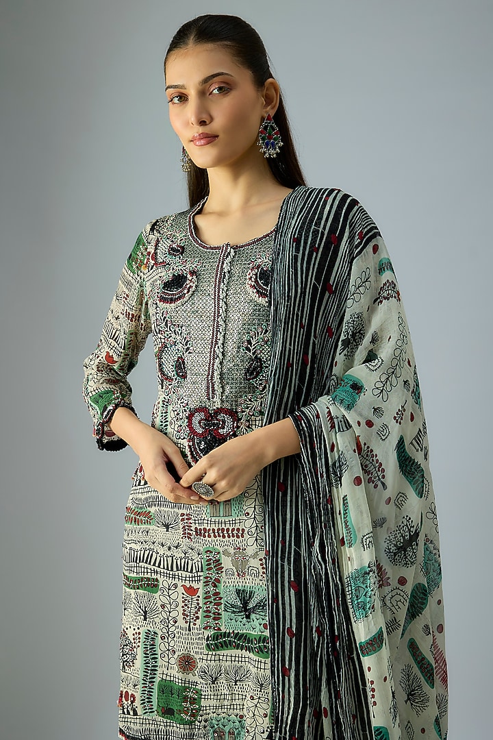 Mint Crepe Printed Gharara Set by Nupur Kanoi at Pernia's Pop Up Shop