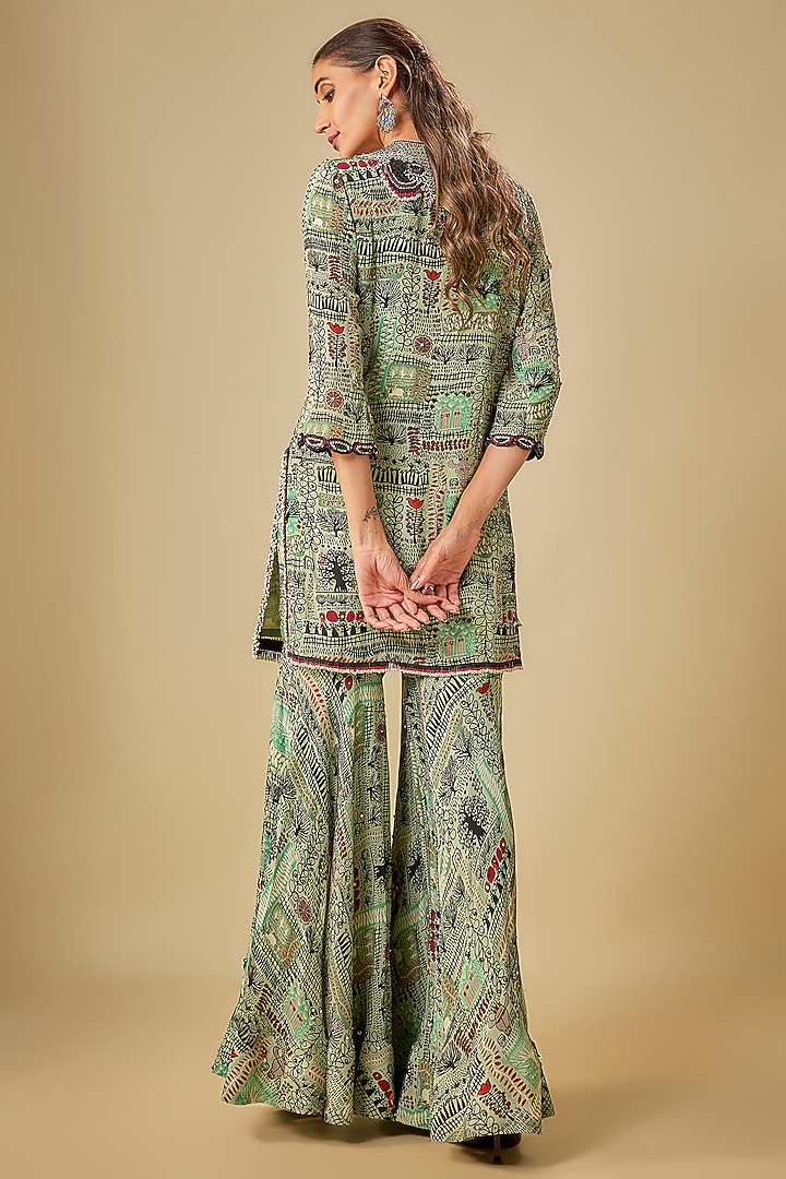 Mint Crepe Printed Gharara Set by Nupur Kanoi at Pernia's Pop Up Shop