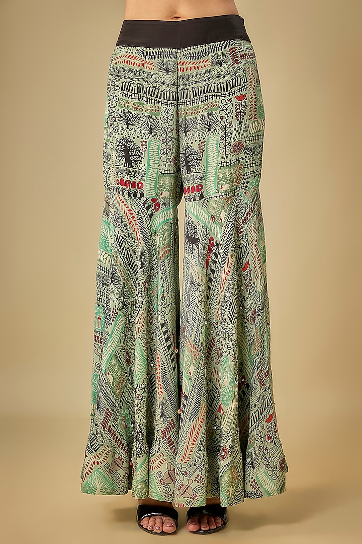 Mint Crepe Printed Gharara Set by Nupur Kanoi at Pernia's Pop Up Shop