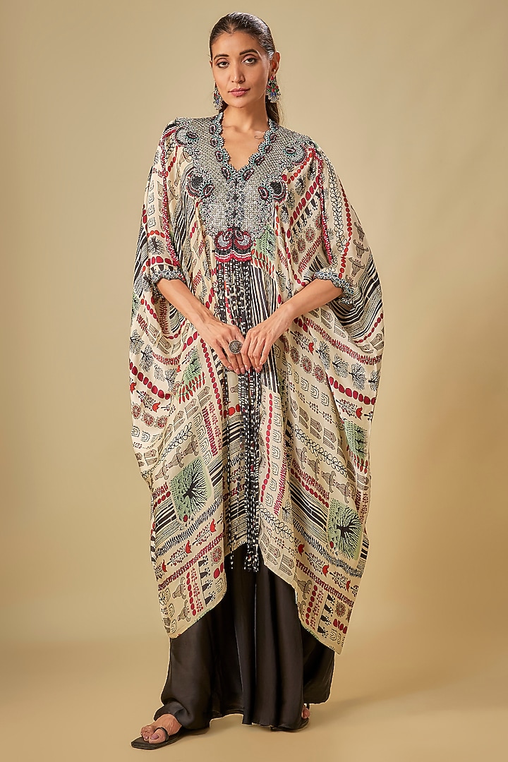 Black Satin Pick-Up Skirt Set by Nupur Kanoi at Pernia's Pop Up Shop