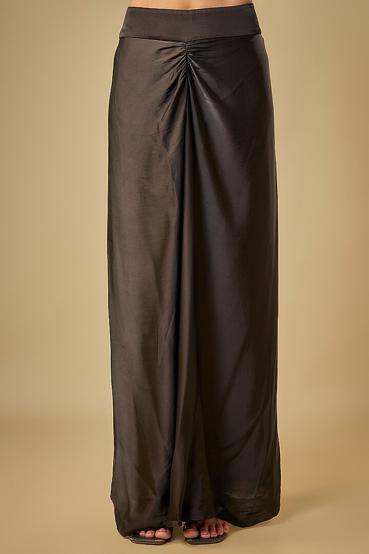 Black Satin Pick-Up Skirt Set by Nupur Kanoi at Pernia's Pop Up Shop