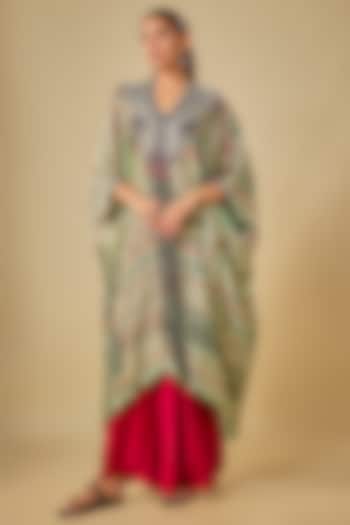 Burgundy Satin Pick-Up Skirt Set by Nupur Kanoi at Pernia's Pop Up Shop