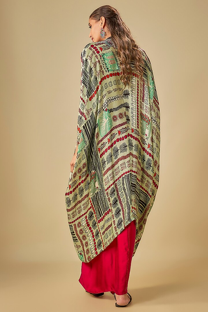 Burgundy Satin Pick-Up Skirt Set by Nupur Kanoi at Pernia's Pop Up Shop