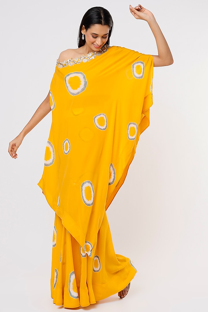 Mustard Printed Cape Set by Nupur Kanoi at Pernia's Pop Up Shop