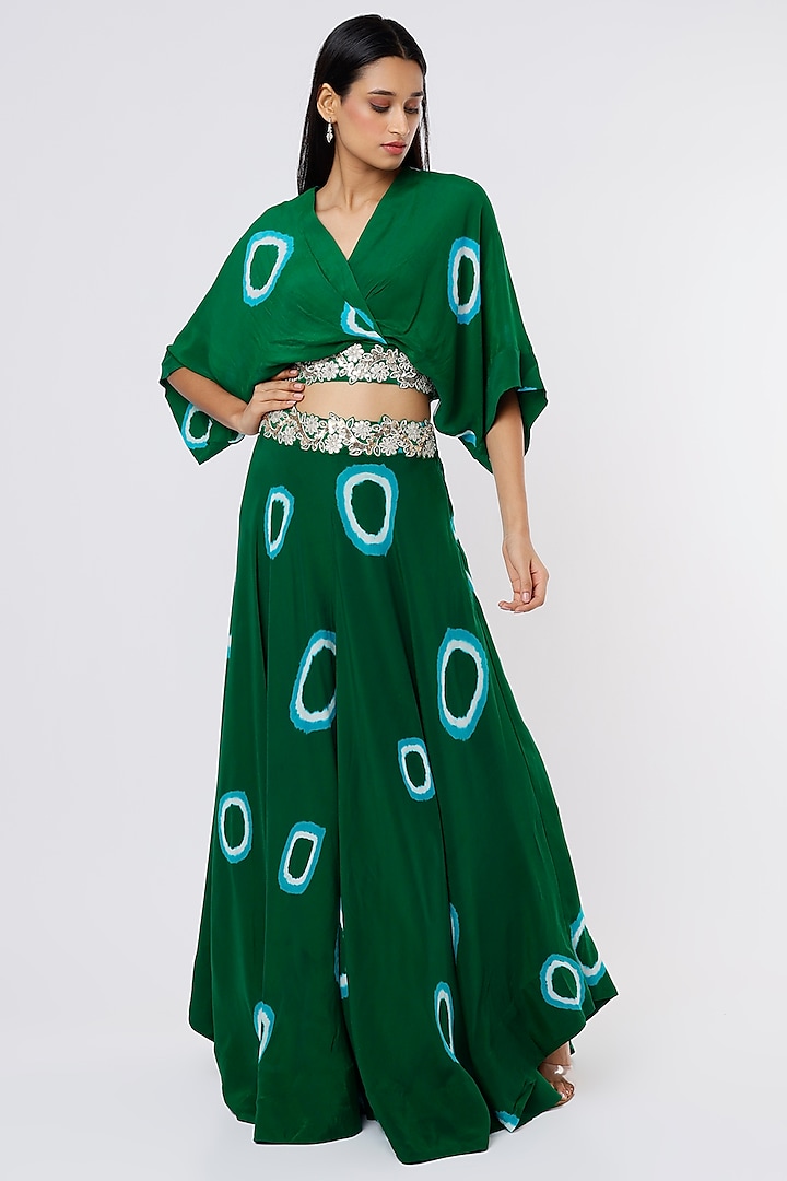 Emerald Green Printed Wedding Sharara Set by Nupur Kanoi at Pernia's Pop Up Shop