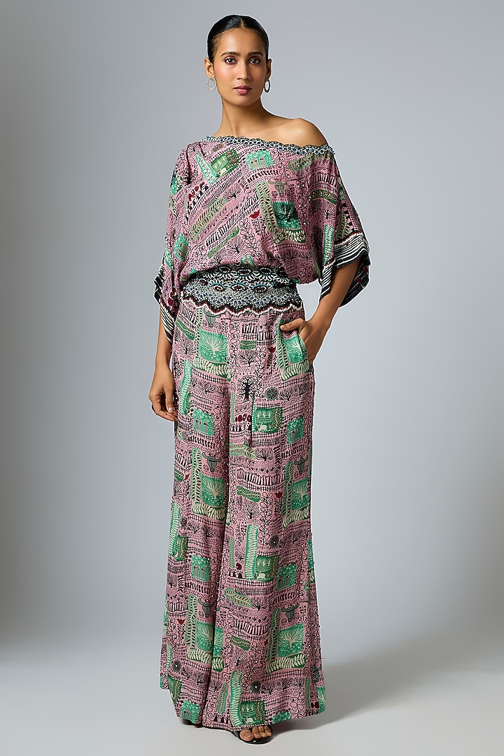 Old Rose Crepe Printed Co-Ord Set by Nupur Kanoi at Pernia's Pop Up Shop