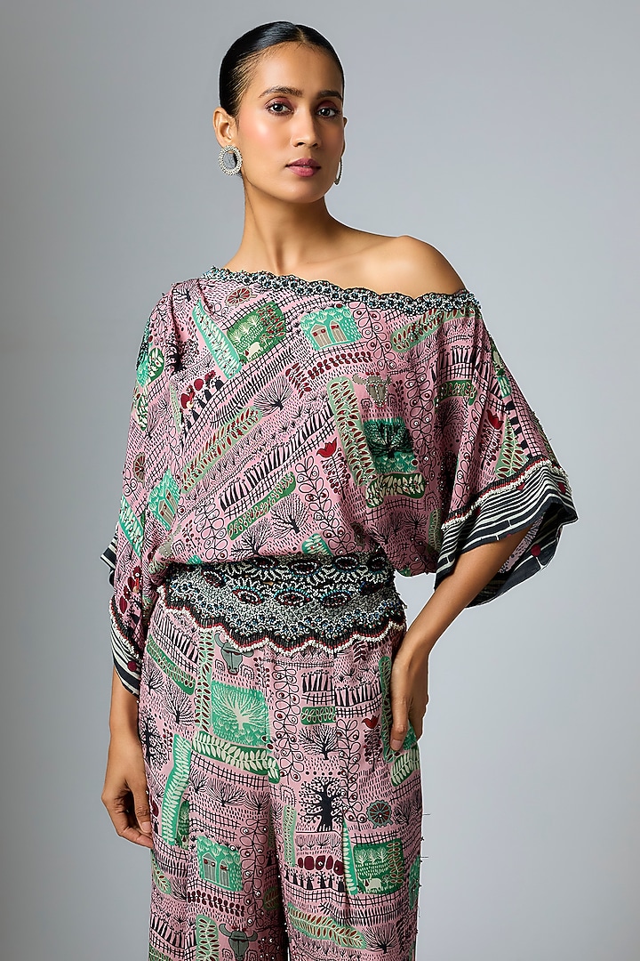 Old Rose Crepe Printed Co-Ord Set by Nupur Kanoi at Pernia's Pop Up Shop
