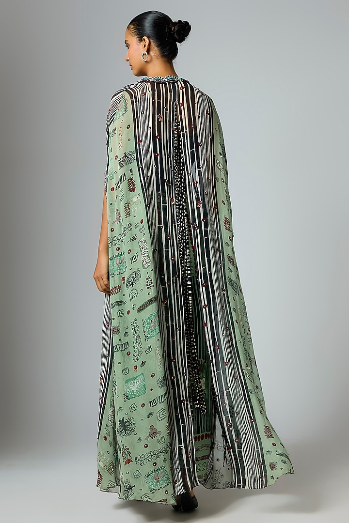 Mint Satin Skirt Set by Nupur Kanoi at Pernia's Pop Up Shop
