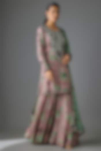 Old Rose Crepe Digital Printed Gharara Set by Nupur Kanoi at Pernia's Pop Up Shop