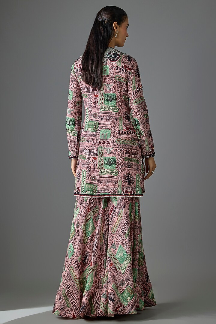 Old Rose Crepe Digital Printed Gharara Set by Nupur Kanoi at Pernia's Pop Up Shop