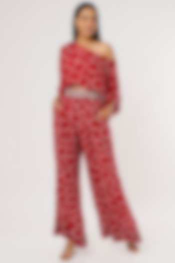 Maroon Tie-Dyed Pant Set by Nupur Kanoi