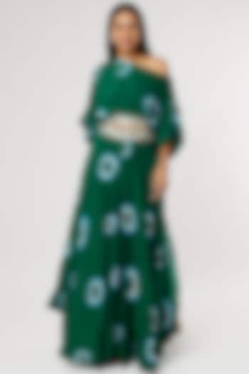 Emerald Green Crepe Printed Wedding Sharara Set by Nupur Kanoi at Pernia's Pop Up Shop