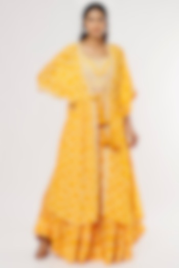 Mustard Printed Jacket Set by Nupur Kanoi at Pernia's Pop Up Shop