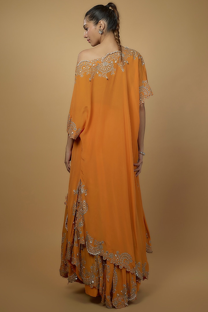 Orange Silk & Crepe Bridal Sharara Set by Nupur Kanoi at Pernia's Pop Up Shop