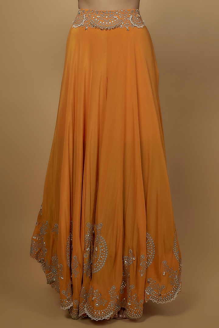 Orange Silk & Crepe Bridal Sharara Set by Nupur Kanoi at Pernia's Pop Up Shop