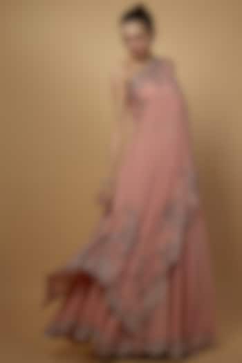 Baby Pink Crepe Bridal Sharara Set by Nupur Kanoi at Pernia's Pop Up Shop