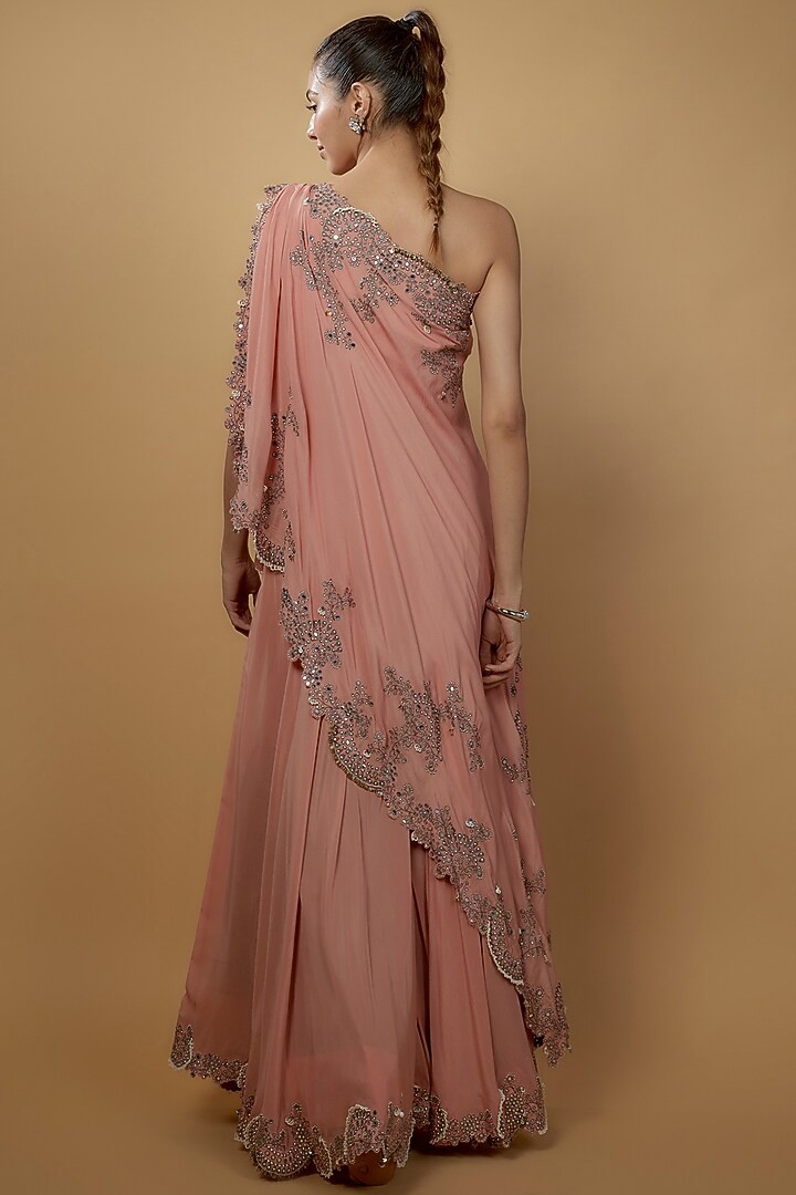 Baby Pink Crepe Bridal Sharara Set by Nupur Kanoi at Pernia's Pop Up Shop