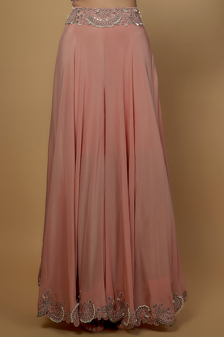 Baby Pink Crepe Bridal Sharara Set by Nupur Kanoi at Pernia's Pop Up Shop