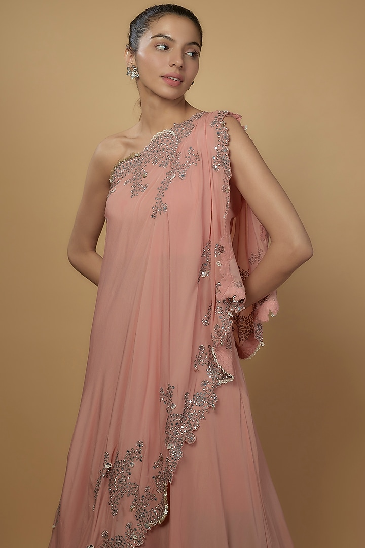 Baby Pink Crepe Bridal Sharara Set by Nupur Kanoi at Pernia's Pop Up Shop