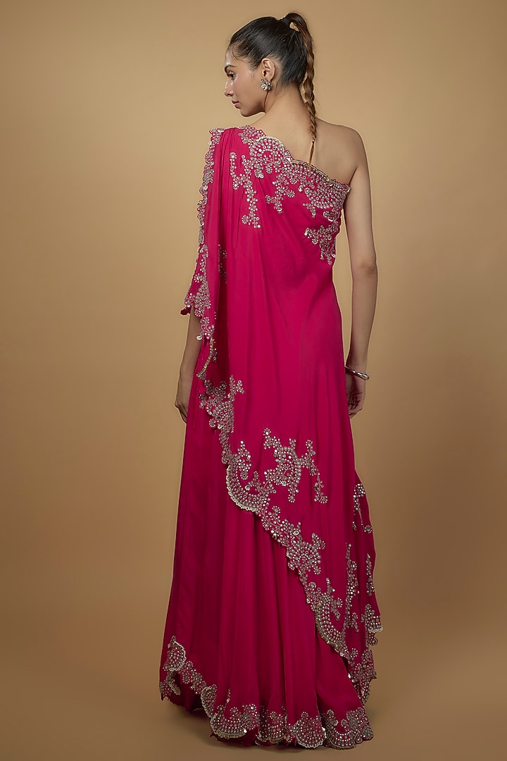 Fuchsia Crepe Bridal Sharara Set by Nupur Kanoi at Pernia's Pop Up Shop