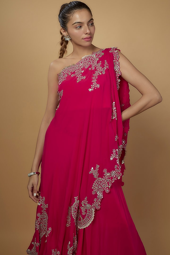 Fuchsia Crepe Bridal Sharara Set by Nupur Kanoi at Pernia's Pop Up Shop