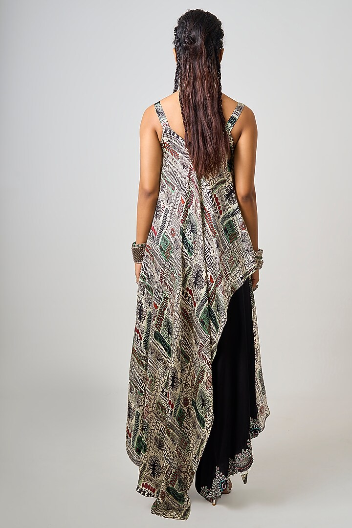 Black Satin Draped Pant Set by Nupur Kanoi at Pernia's Pop Up Shop