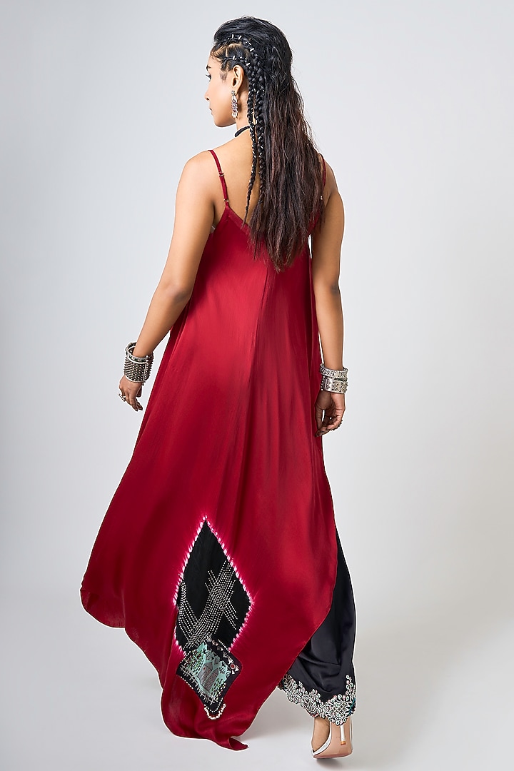 Black Satin Draped Pant Set by Nupur Kanoi at Pernia's Pop Up Shop