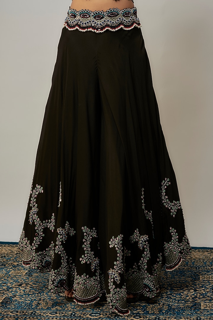 Black Silk & Crepe Hand Embroidered Bridal Sharara Set by Nupur Kanoi at Pernia's Pop Up Shop
