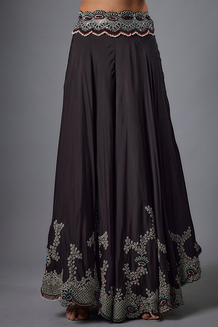 Black Silk Hand Embroidered Bridal Sharara Set by Nupur Kanoi at Pernia's Pop Up Shop
