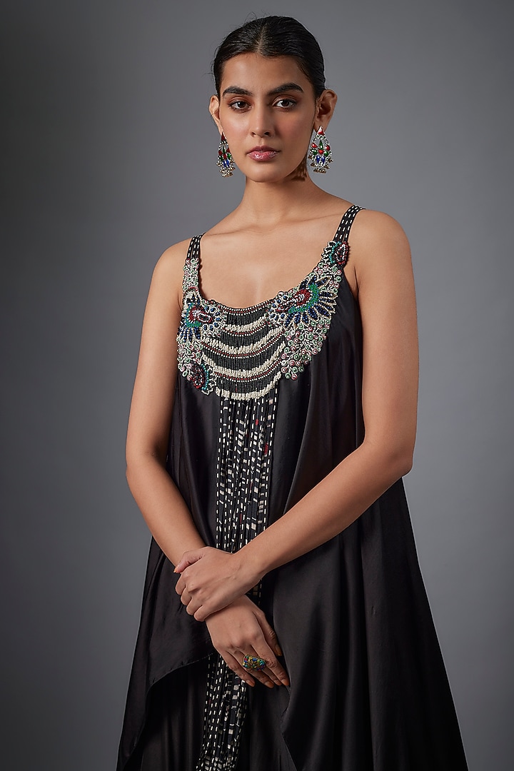 Black Silk Hand Embroidered Bridal Sharara Set by Nupur Kanoi at Pernia's Pop Up Shop