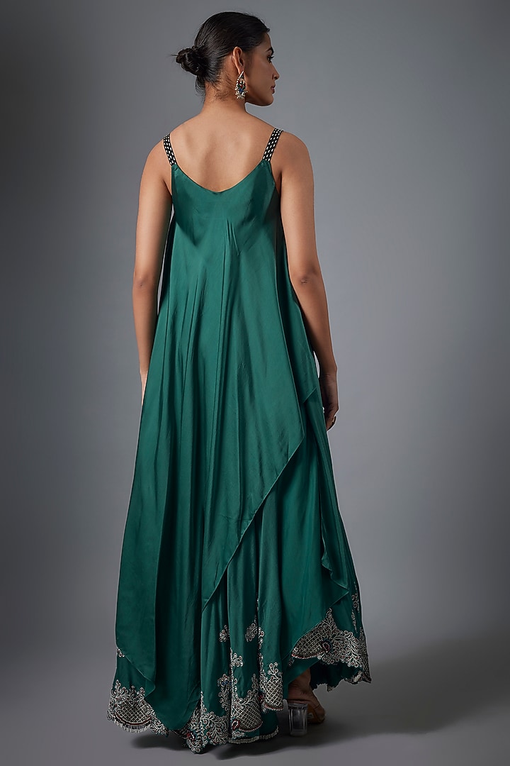 Teal Silk Hand Embroidered Bridal Sharara Set by Nupur Kanoi at Pernia's Pop Up Shop