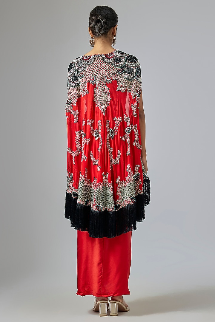 Rust Orange Satin Skirt Set by Nupur Kanoi at Pernia's Pop Up Shop