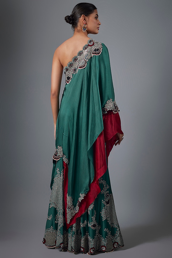 Teal Green Silk Gharara Set by Nupur Kanoi at Pernia's Pop Up Shop