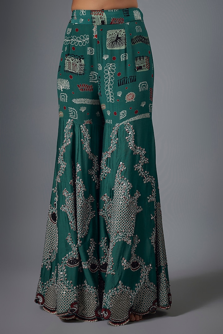Teal Green Silk Gharara Set by Nupur Kanoi at Pernia's Pop Up Shop