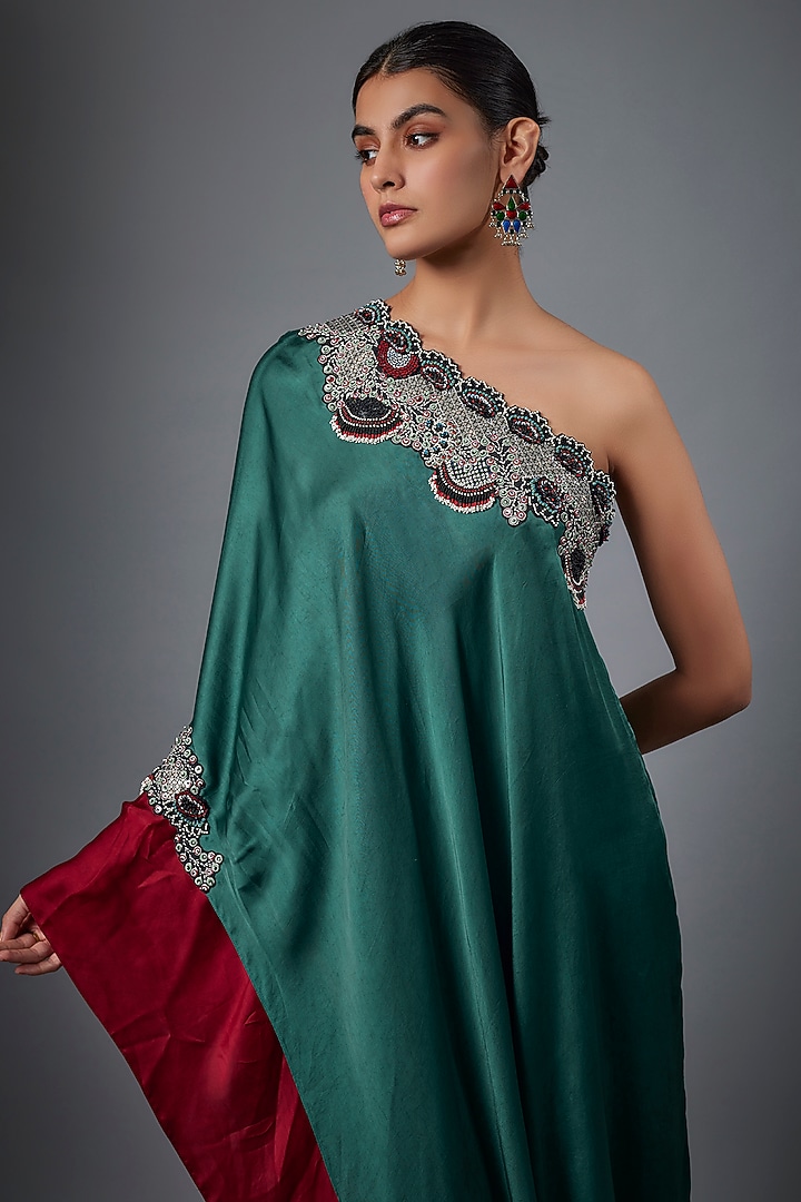 Teal Green Silk Gharara Set by Nupur Kanoi at Pernia's Pop Up Shop