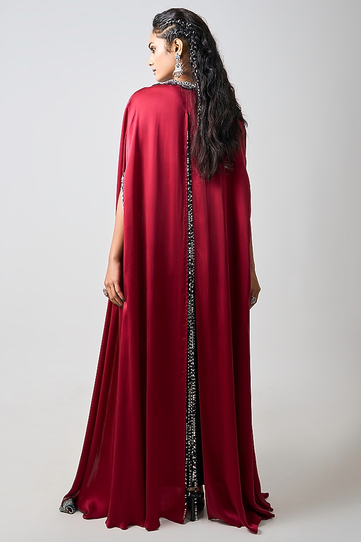 Black Crepe & Satin Pick-Up Skirt Set by Nupur Kanoi at Pernia's Pop Up Shop