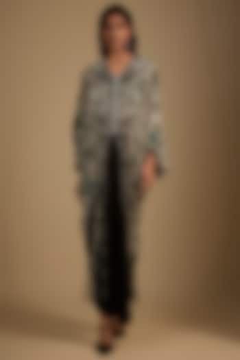 Black Satin Pick-Up Skirt Set by Nupur Kanoi at Pernia's Pop Up Shop