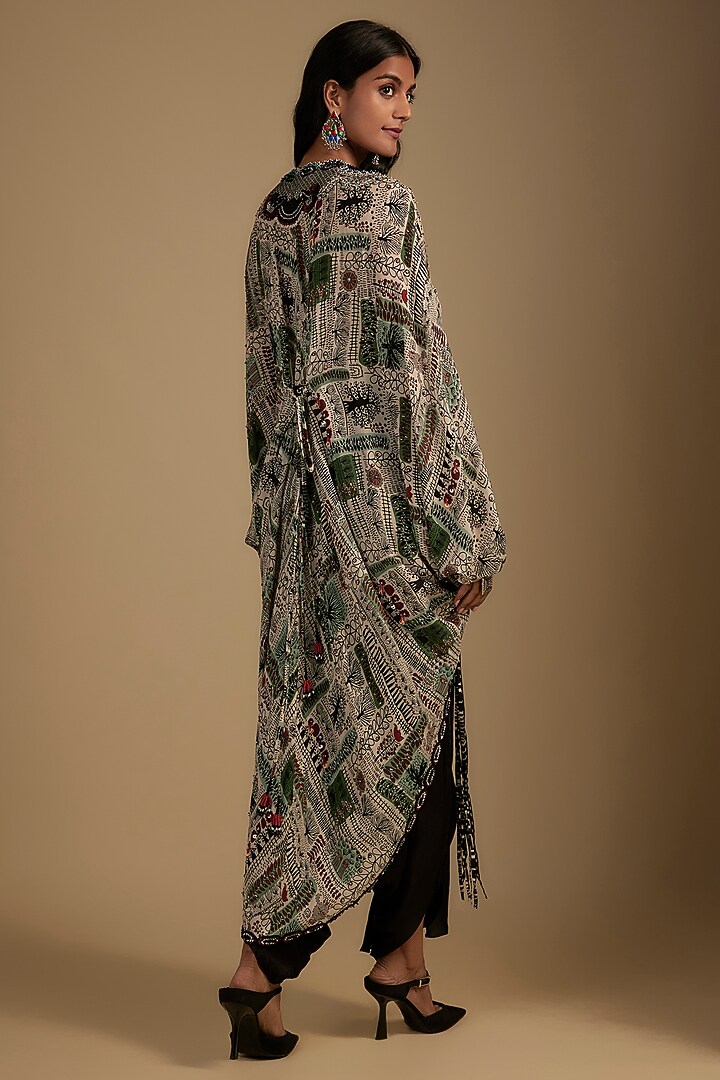 Black Satin Pick-Up Skirt Set by Nupur Kanoi at Pernia's Pop Up Shop