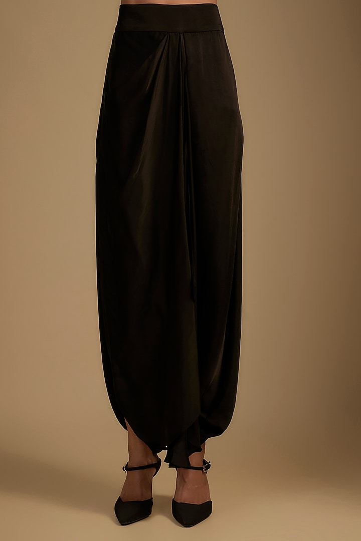 Black Satin Pick-Up Skirt Set by Nupur Kanoi at Pernia's Pop Up Shop