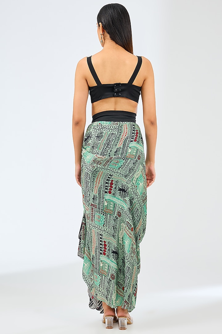 Mint Georgette Digital Printed & Hand Embroidered Cape Set by Nupur Kanoi at Pernia's Pop Up Shop