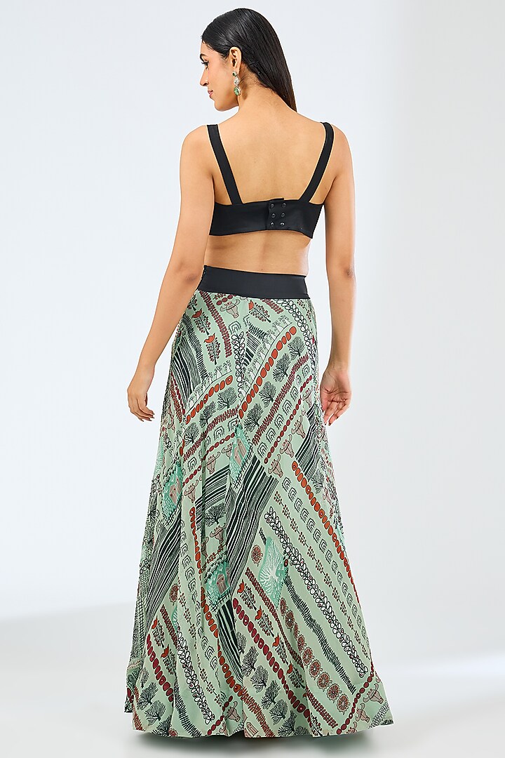 Mint Georgette & Satin Digital Printed Jacket Wedding Lehenga Set by Nupur Kanoi at Pernia's Pop Up Shop